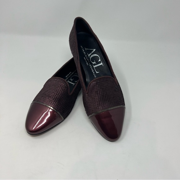 Agl Shoes - AGL Metallic Leather Flats Shoes Women Size 6 Holiday Winter Work Travel